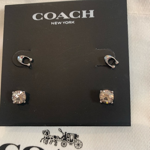 NWT Coach Signature and Stone Stud Earrings Set - Picture 3 of 7